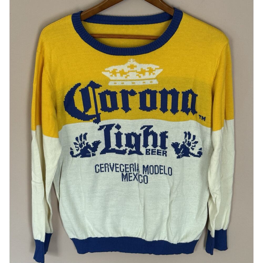 Corona Light Beer Pullover Sweater L Blue White